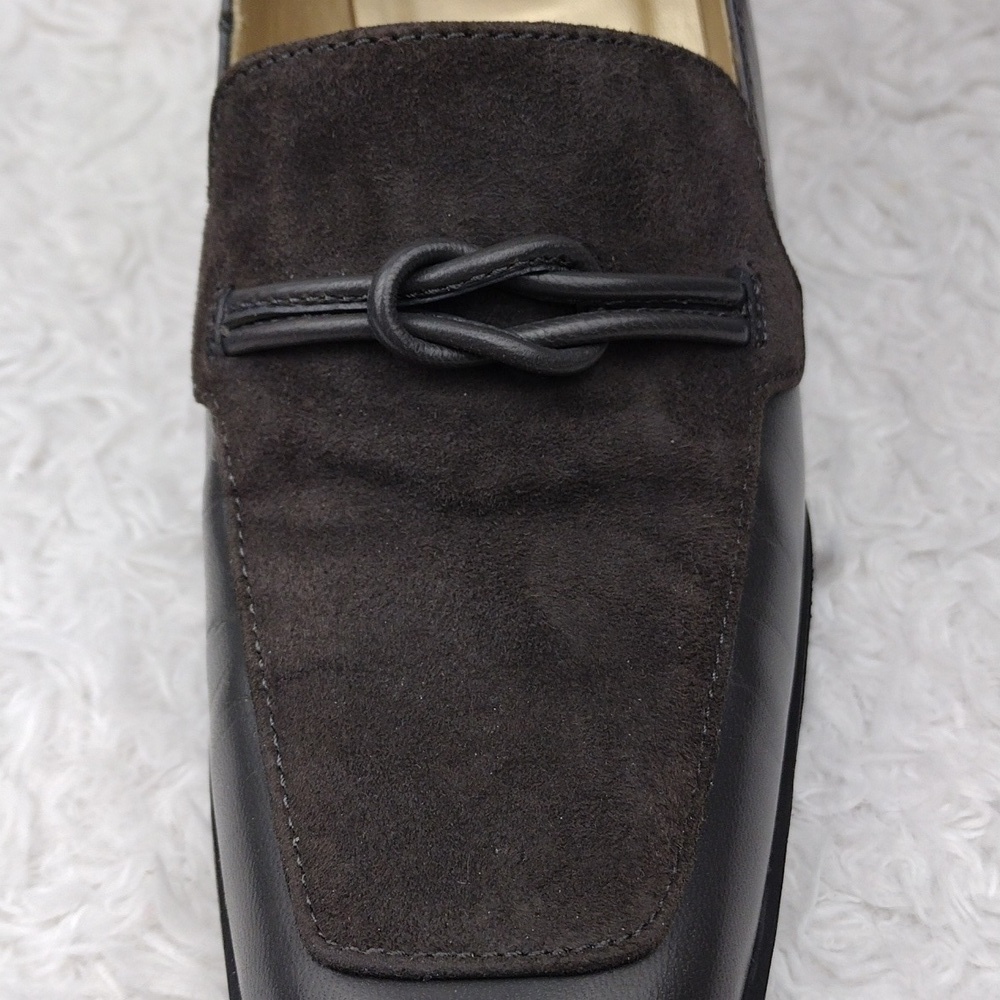 Andrea Viccaro Dark Grey Leather Suede Upper Square Toe Blocked High Heel Shoe - Picture 12 of 15